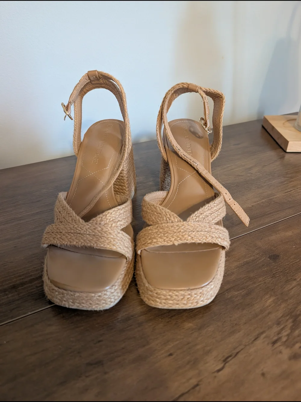 Crown Vintage Braided Platform Block Heel Sandals - Tan